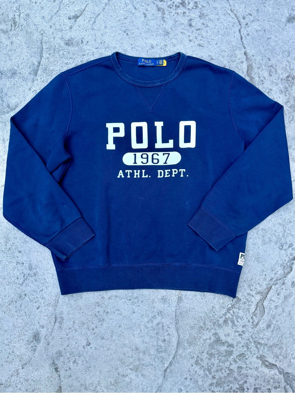 Polo by Ralph Lauren Navy Crewneck with White 'POLO 1967 ATHL. DEPT.' Graphic